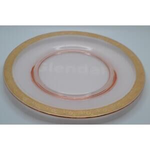 Vintage Imperial Gold Trim Pink Glass Dessert Plate - 8.5" in Diameter